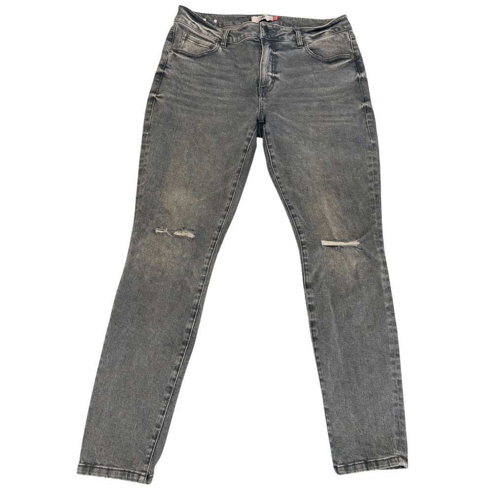 Cabi High Skinny Jeans‎ Distressed Gray Wash Denim Size 12 Style 3939